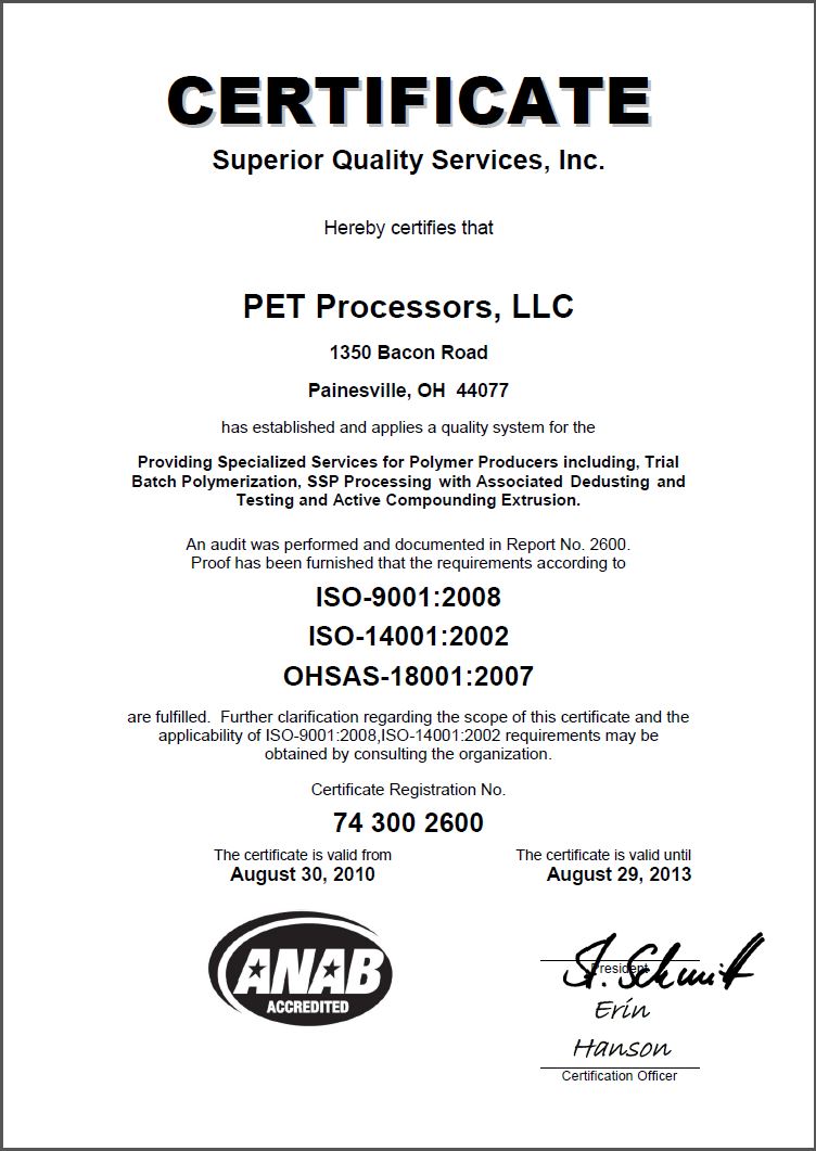 ISO2008 Certificate